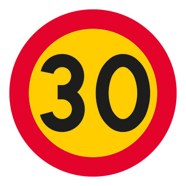 Vägmärke C31 Hastighetsbegränsning 30km/h