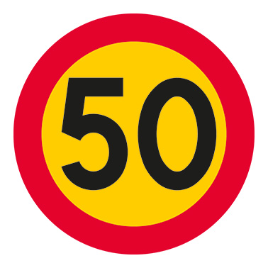 Vägmärke C31 Hastighetsbegränsning 50km/h