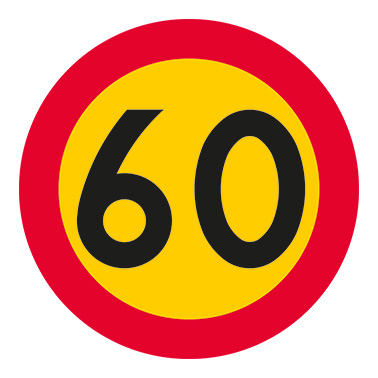 Vägmärke C31 Hastighetsbegränsning 60km/h
