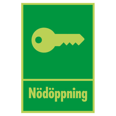 Efterlysande nödskylt nödöppning