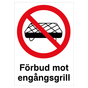 Förbudsskylt Förbud mot engångsgrillar