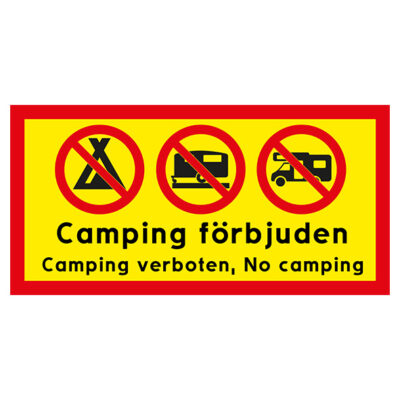 Förbudsskylt Camping förbjuden camping verboten no camping