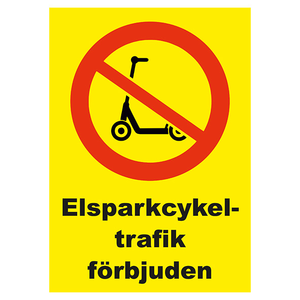 Förbudsskylt Elsparkcykeltrafik förbjuden