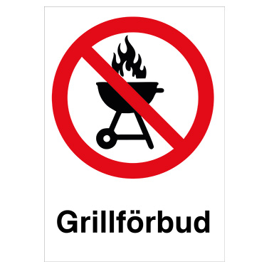 Förbudsskylt Grillförbud med symbol