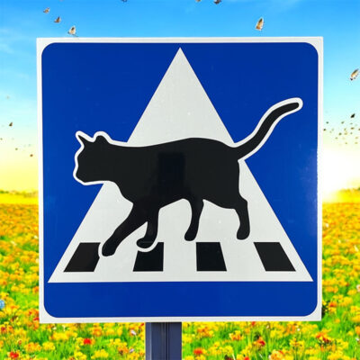 Skylt Övergångsställe katt