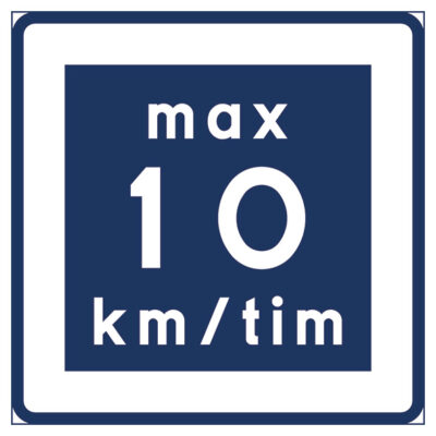 Vägmärke E11-1 Rekommenderad lägre hastighet 10km/h