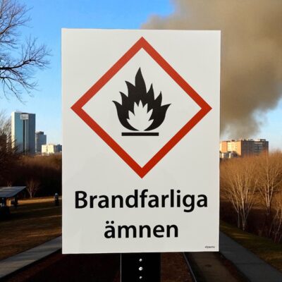 Varningsskylt brandfarliga ämnen