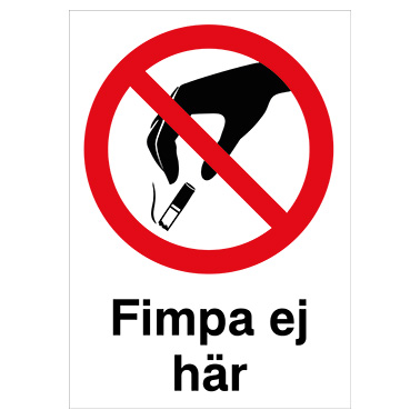 Förbudsskylt Fimpa ej här