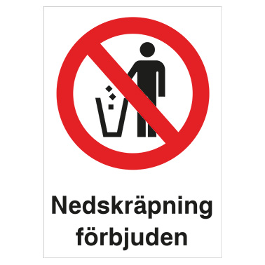 Förbudsskylt Nedskräpning förbjuden