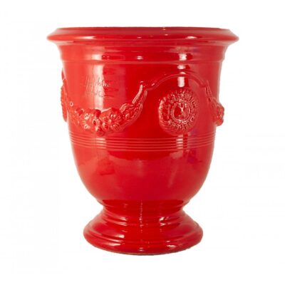 Fransk Traditionell glaserad Anduze kruka Tomatröd