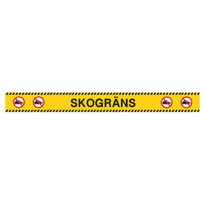 Dekal 1000x100mm Skogräns gul med skosymboler